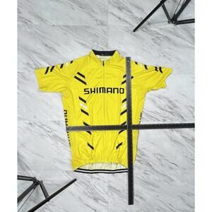 Shimano Yellow Cycling Jersey Full Zip Bike Shirt Mens XXL #8